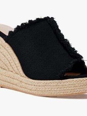 Womens Wedge Sandals Peep Toe Denim Slip On Backless Espadrilles Platform Sandal